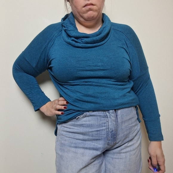 Lou & Grey Signaturesoft Blue Cowl Neck Shirt - Picture 1 of 9